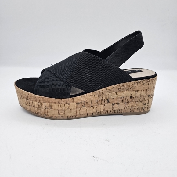 Steven Steve Madden Caly Black Sandal Cork Wedge Bottom Open Toe Black 9.5 NEW - Picture 10 of 15